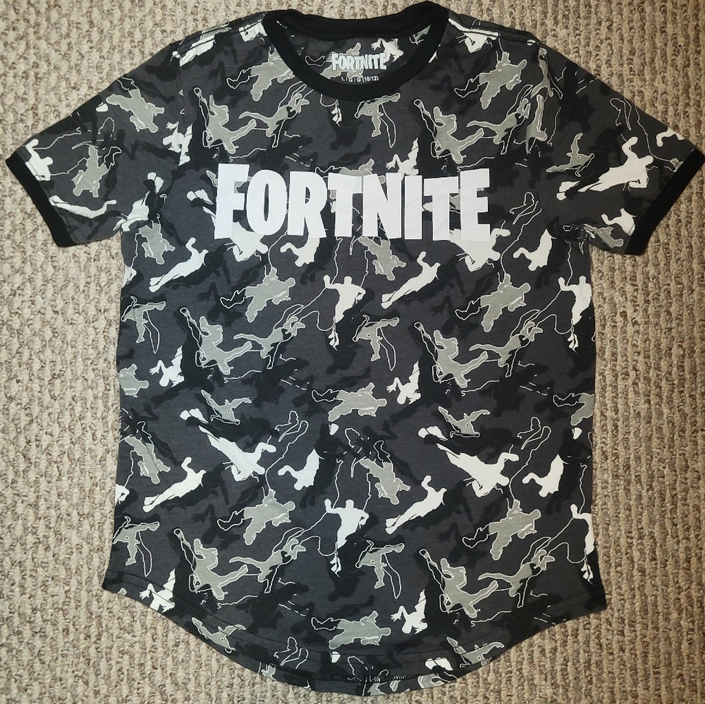 Boys Fortnite shirt heather grey size L 10/12